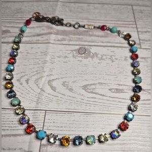 Sabika Vibrant Crystal Necklace with Red, Blue, and Gold Accents Funsize